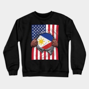 Philippines Flag American Flag Ripped - Gift for Filipino From Philippines Crewneck Sweatshirt